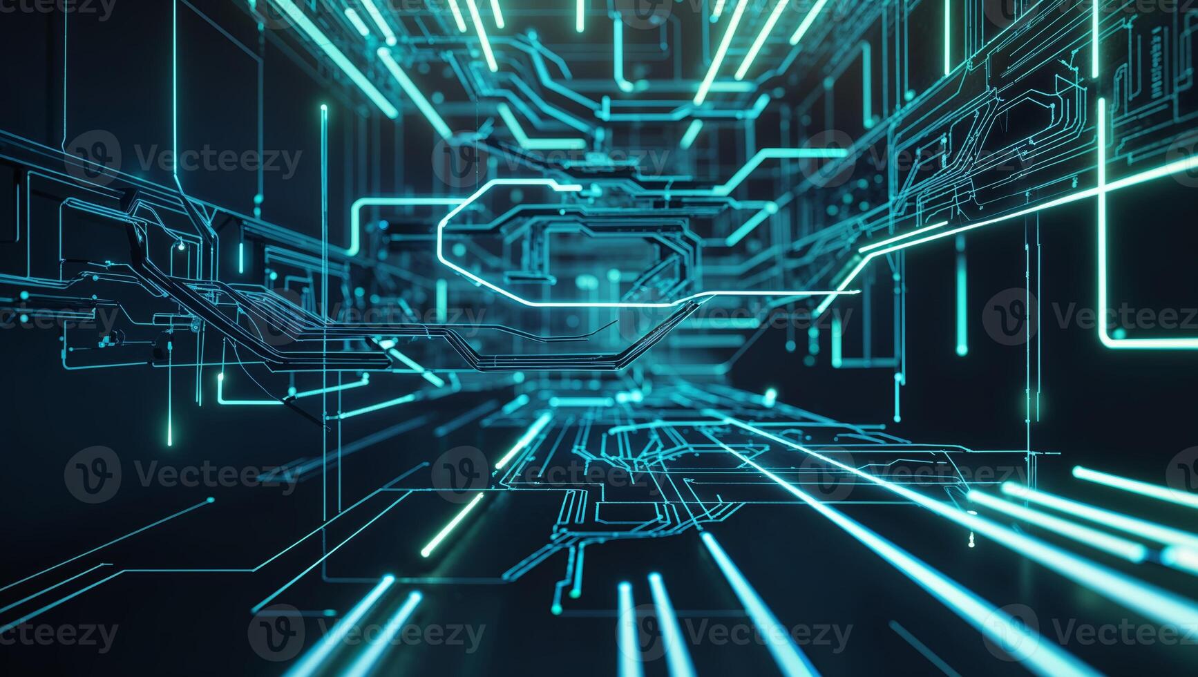 Digital abstract background showcasing glowing circuit patterns in a futuristic setting photo