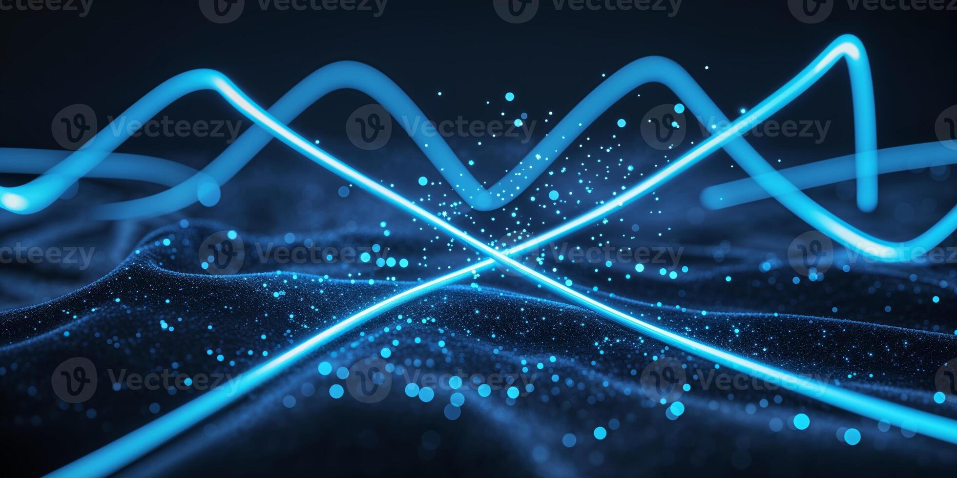Captivating blue light waves create a mesmerizing pattern in a dark environment highlighting dynamic energy flow photo
