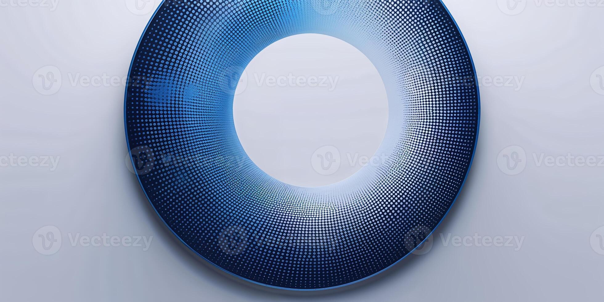 Intricate blue circular design showcasing a gradient pattern illuminated against a light background photo