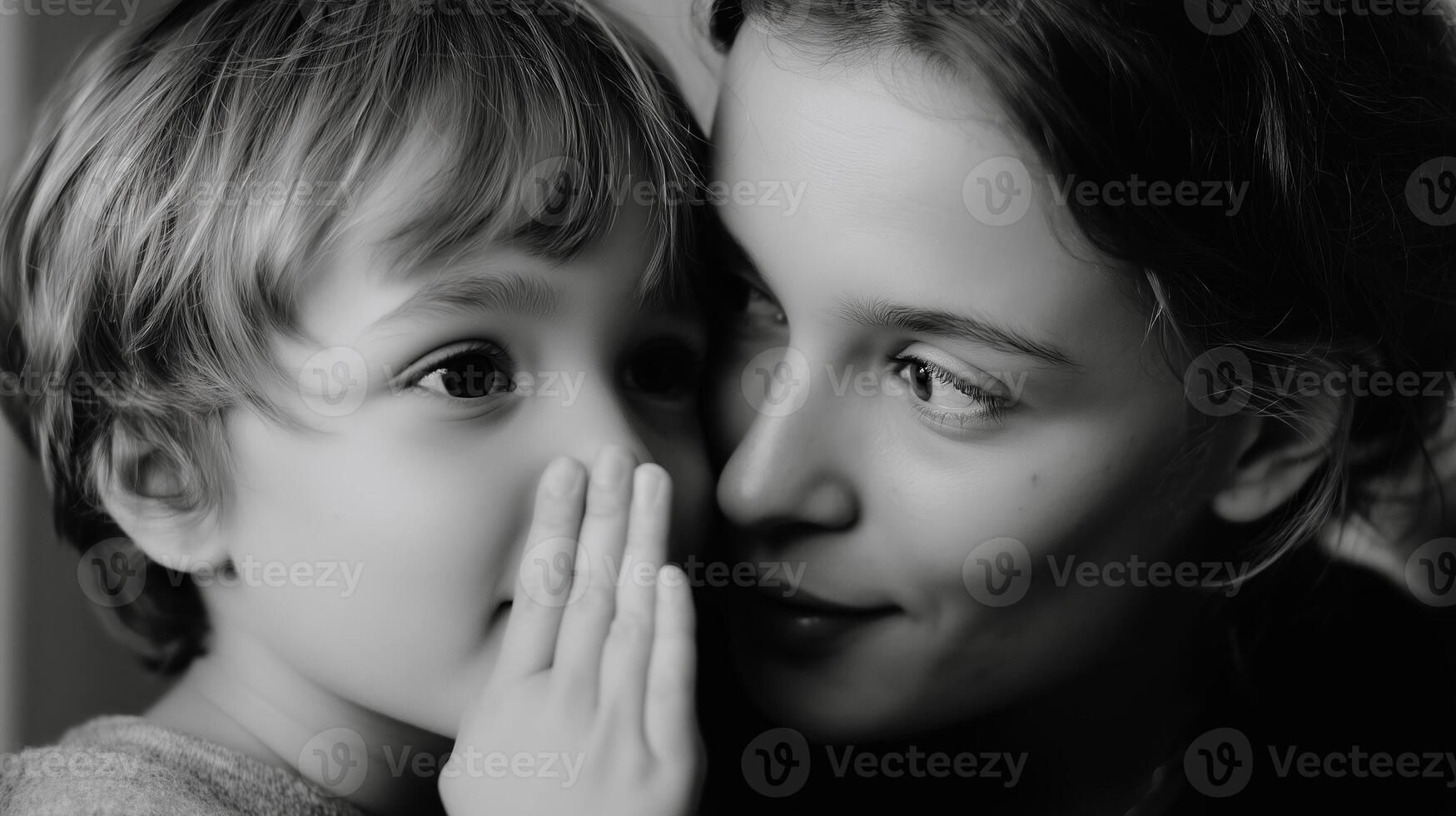 Mother and child sharing a tender moment of affection and connection indoors during a quiet afternoon photo