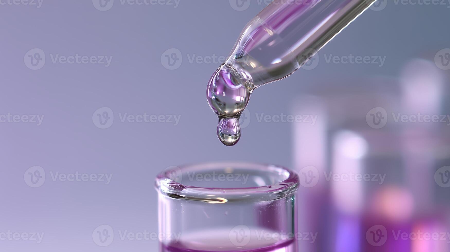 Droplet of liquid being added to a test tube in a laboratory setting during a scientific experiment photo