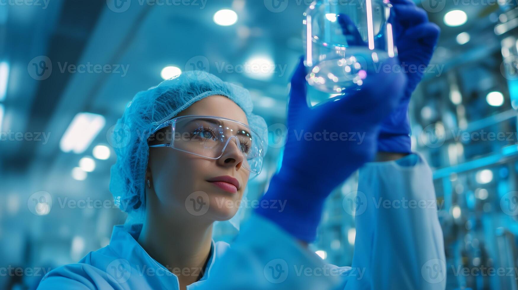Scientist examines sample in high-tech laboratory for research and development purposes photo