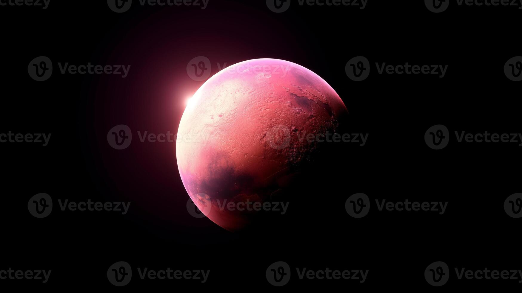 Stunning view of Mars illuminated by distant sunlight during a celestial event in deep space photo
