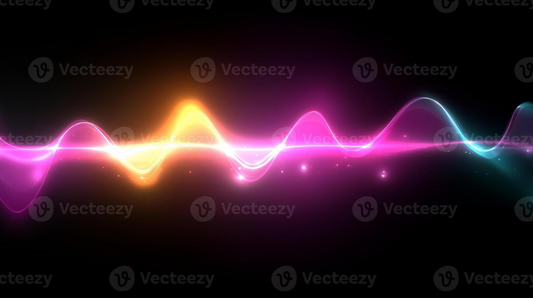 Colorful sound waves display bright patterns with glowing effects in a dark background photo