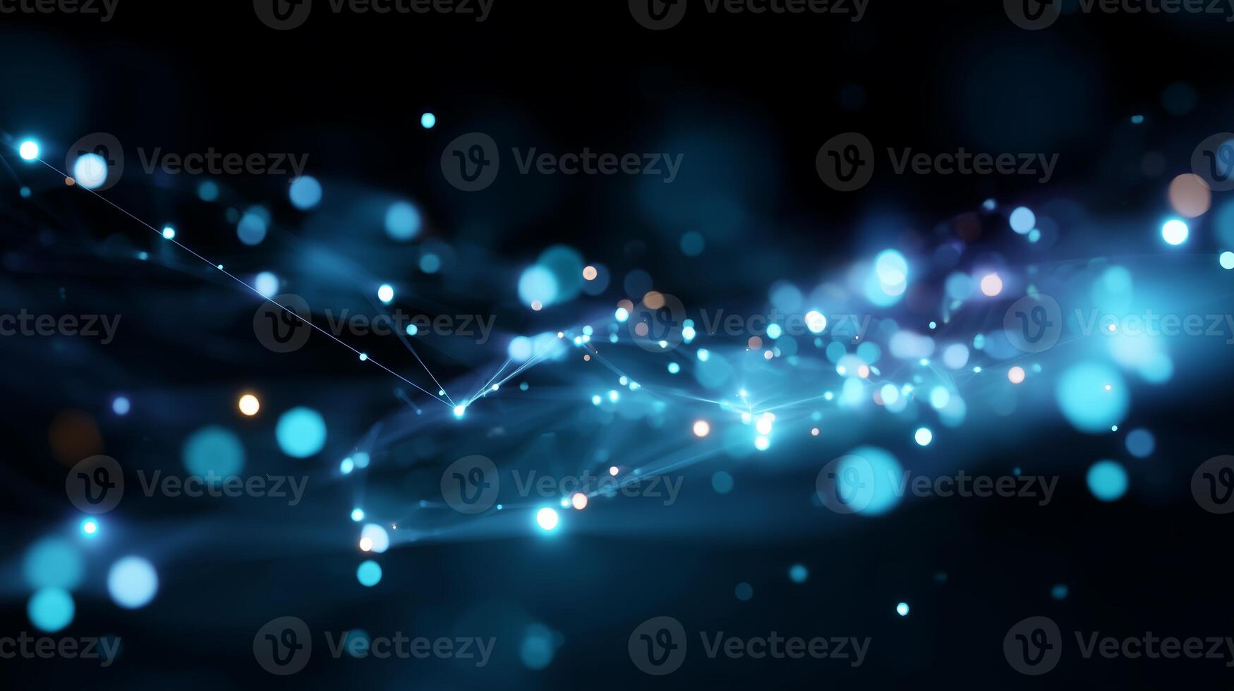 Flowing blue light patterns create a mesmerizing abstract background in a digital space, resembling a cosmic landscape photo