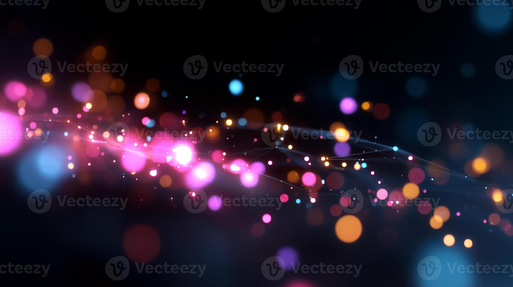Colorful abstract light patterns create mesmerizing wave effects in a dark background setting during evening hours photo