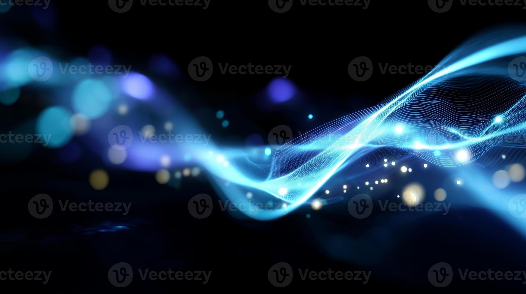 Abstract light waves with vibrant colors and glowing particles create a captivating visual experience photo