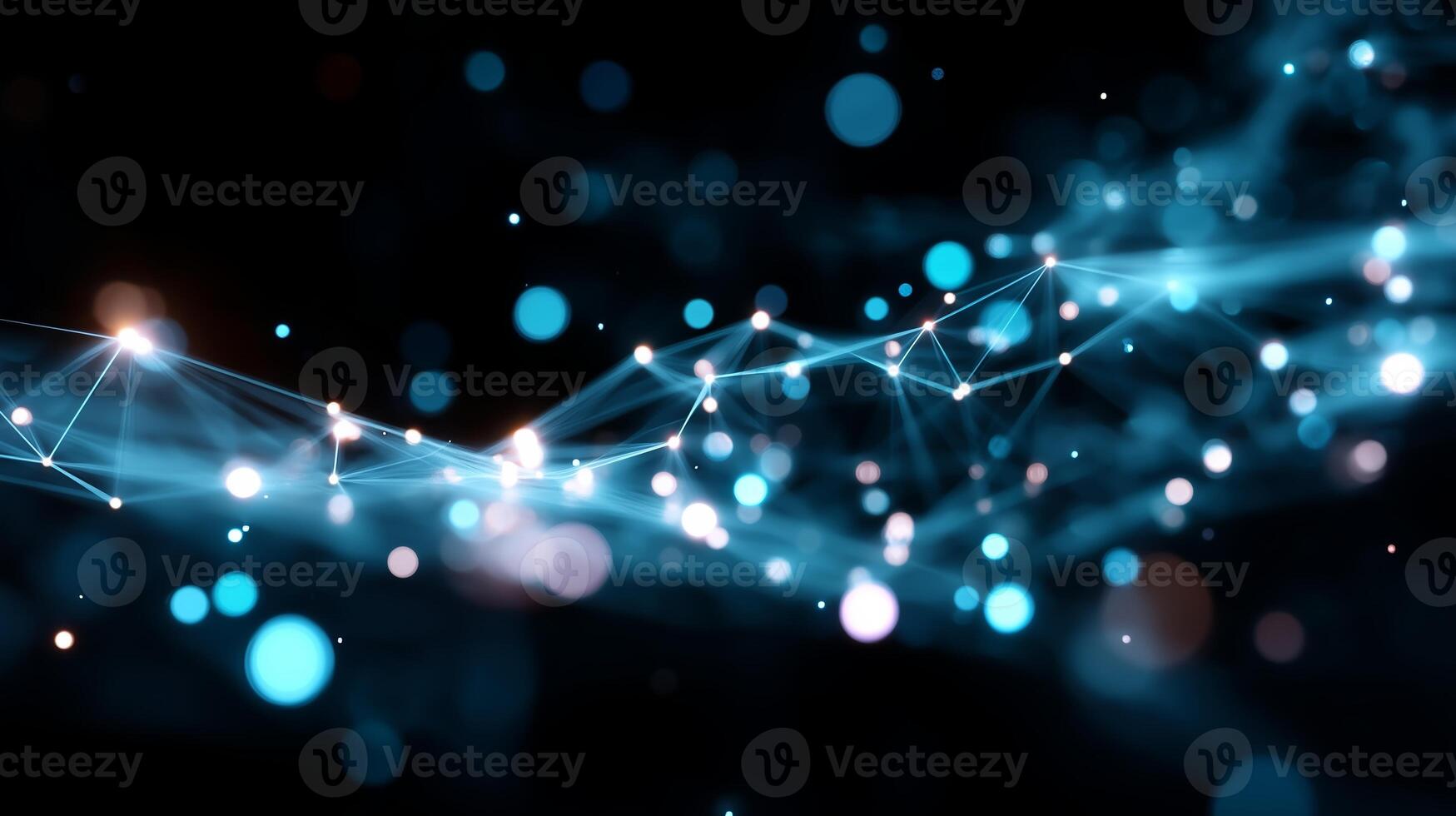 Digital abstraction with glowing blue and white particles creating an ethereal wave effect photo