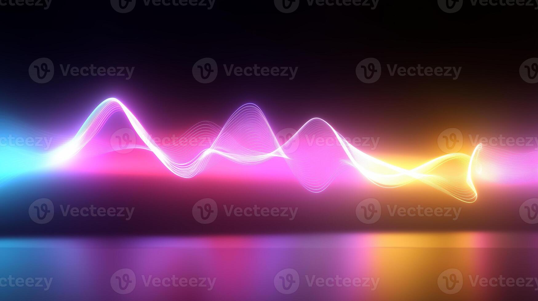 Vibrant abstract light waves create a captivating visual display in a dark setting photo