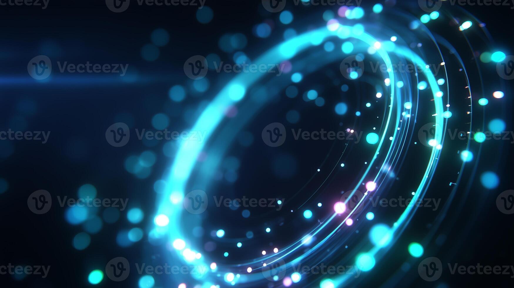 Vibrant swirling lights create a mesmerizing abstract pattern in a dark background environment photo