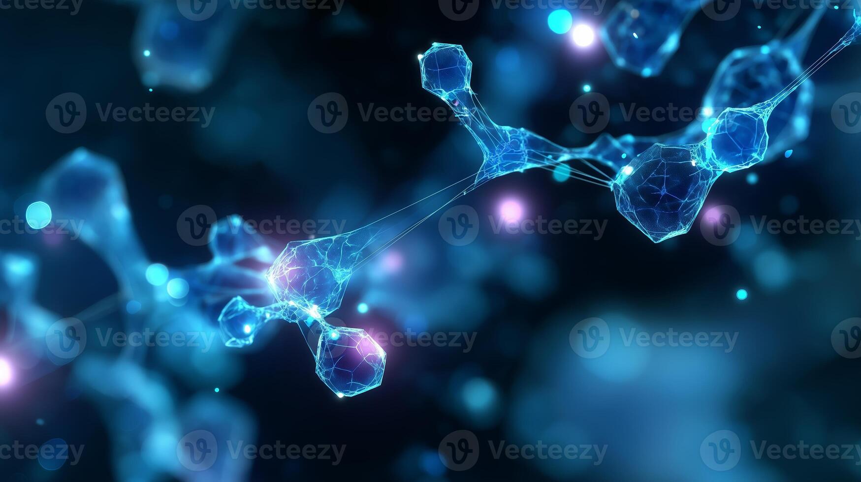Abstract representation of connected molecules in a scientific exploration of quantum physics and nanotechnology photo