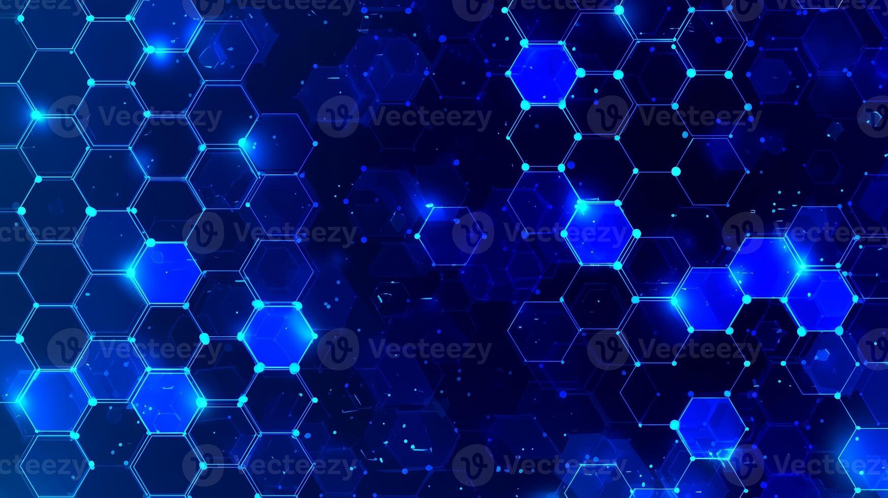 Colorful blue hexagonal patterns create a digital abstract background for technology and science themes photo