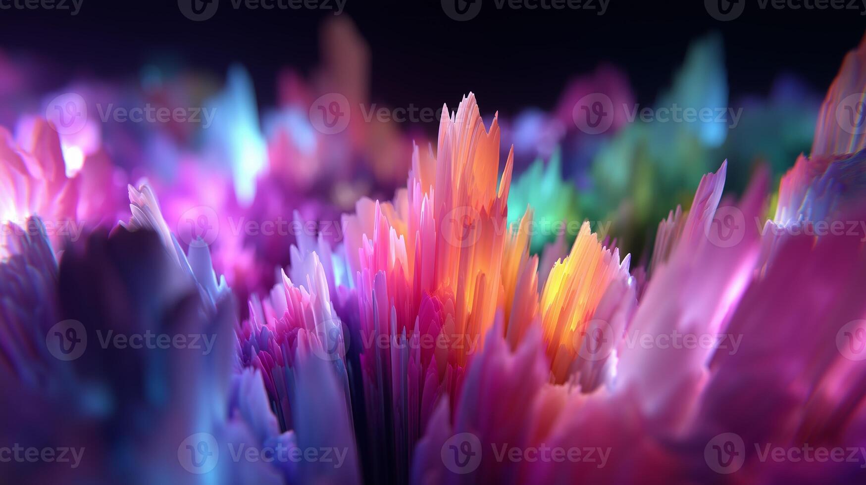 Vibrant crystal landscape showcasing colorful formations in a surreal setting at night photo