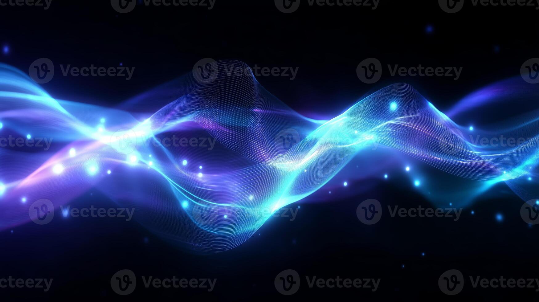 Colorful light waves dance through dark space, creating a vibrant visual display of motion and energy photo