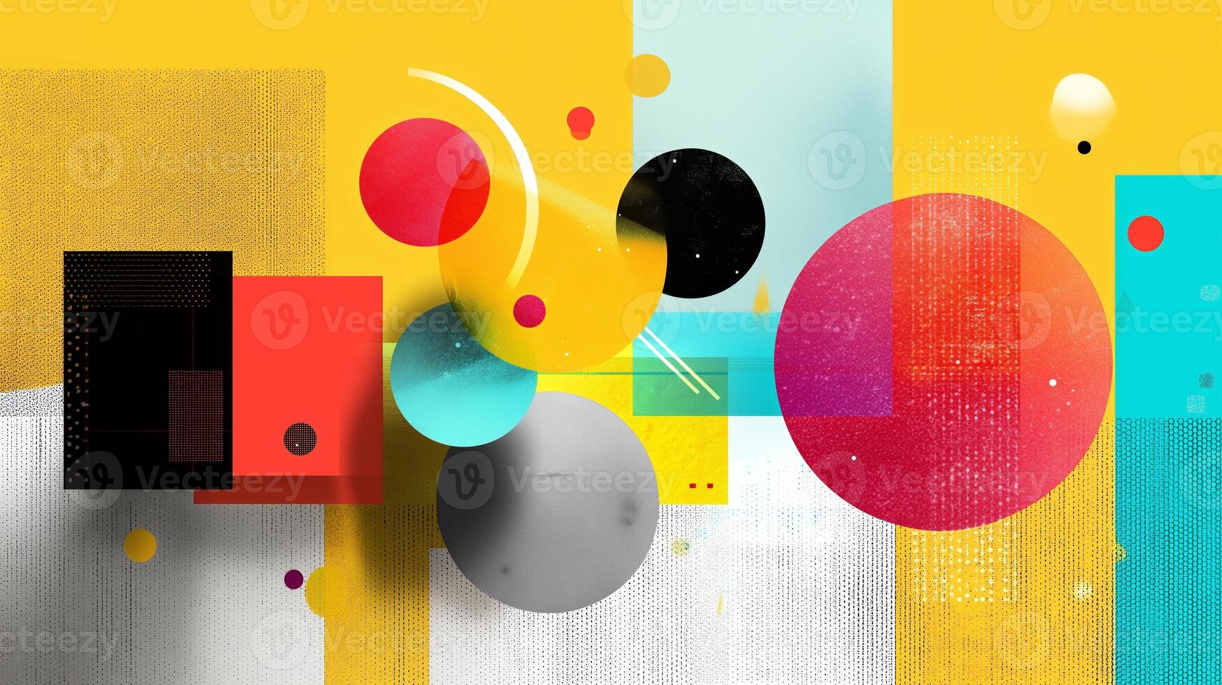 Colorful abstract artwork featuring geometric shapes and vibrant patterns depicting modern artistic expression photo