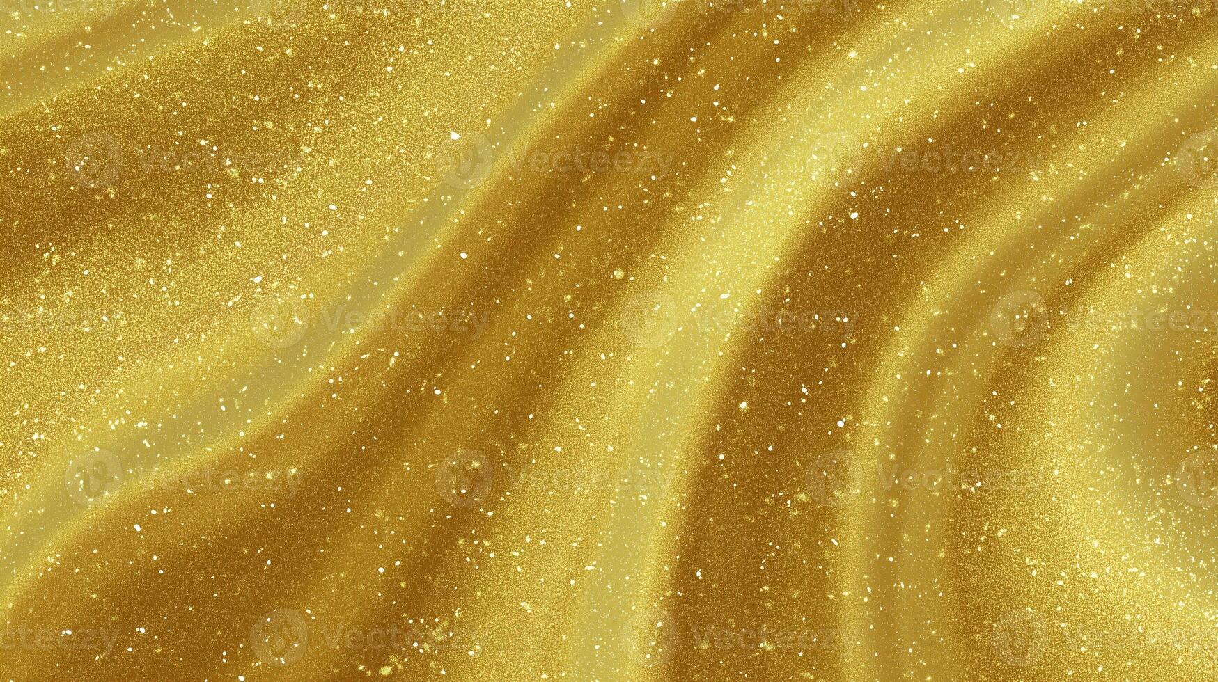 Golden shimmering abstract background with a smooth wave-like texture and sparkling particles photo