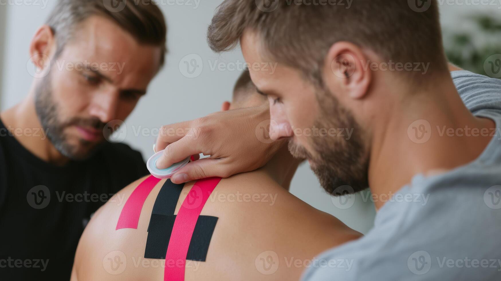 Expert kinesiology taping session in a modern rehabilitation clinic for improved athletic performance photo