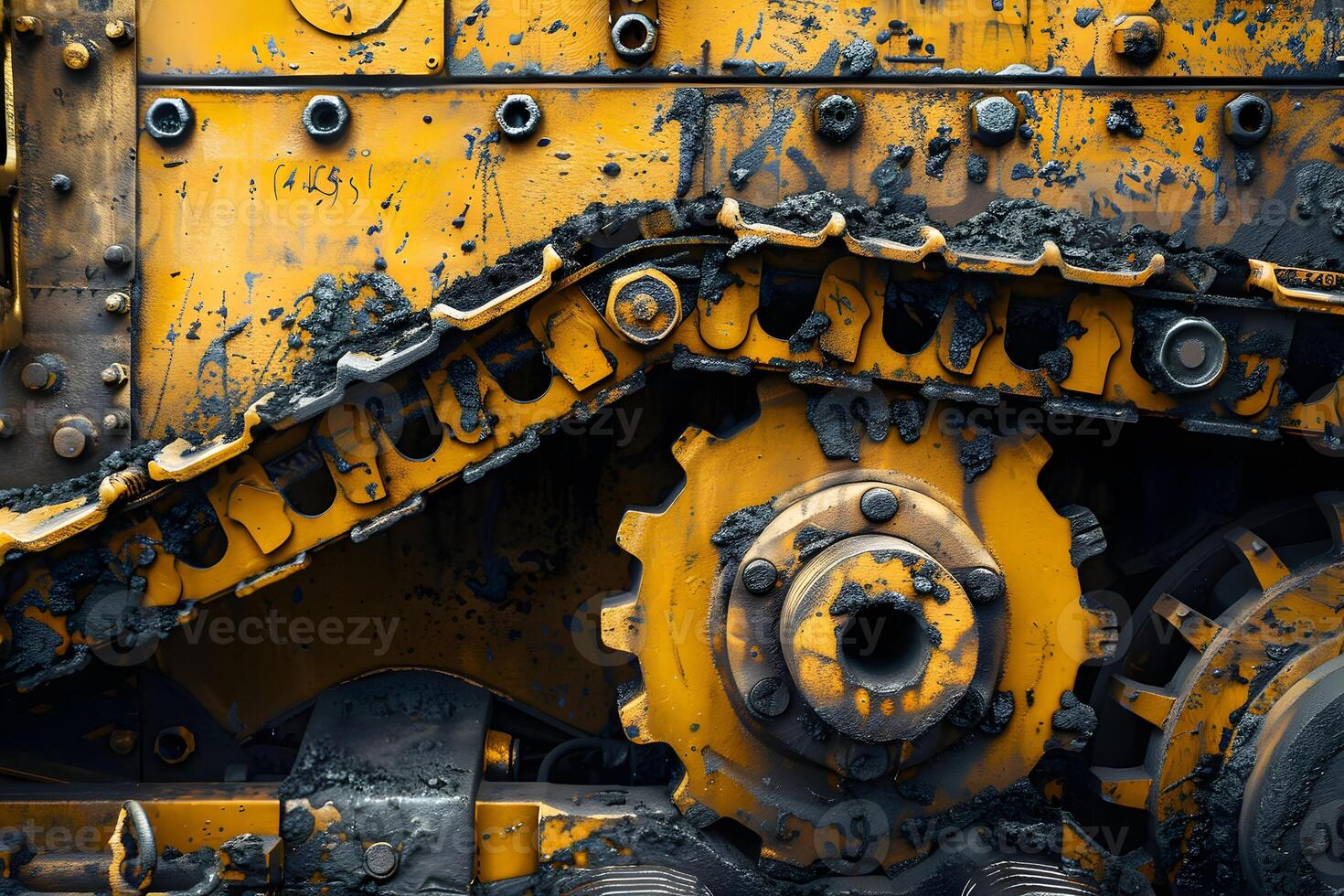 A close up of a yellow bulldozer photo