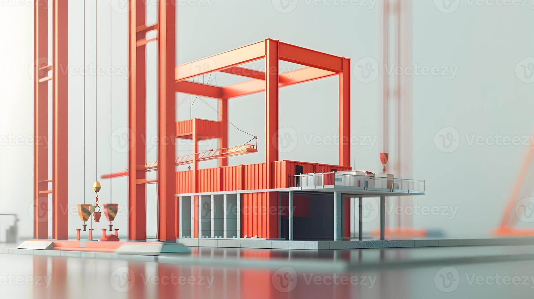 A model of a building with a crane on top photo