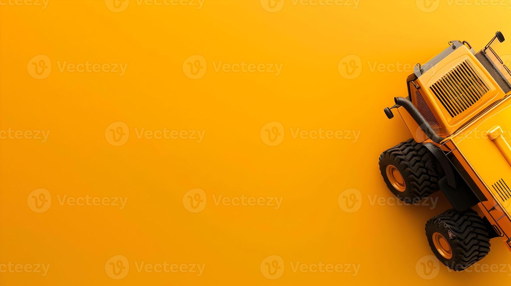 A toy yellow construction vehicle on a yellow background photo