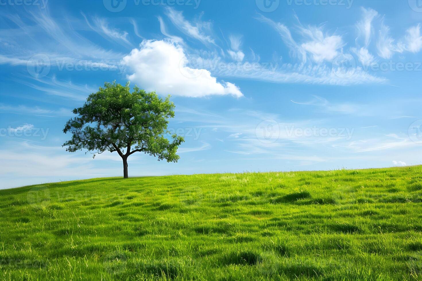 A lone tree on a hillside photo