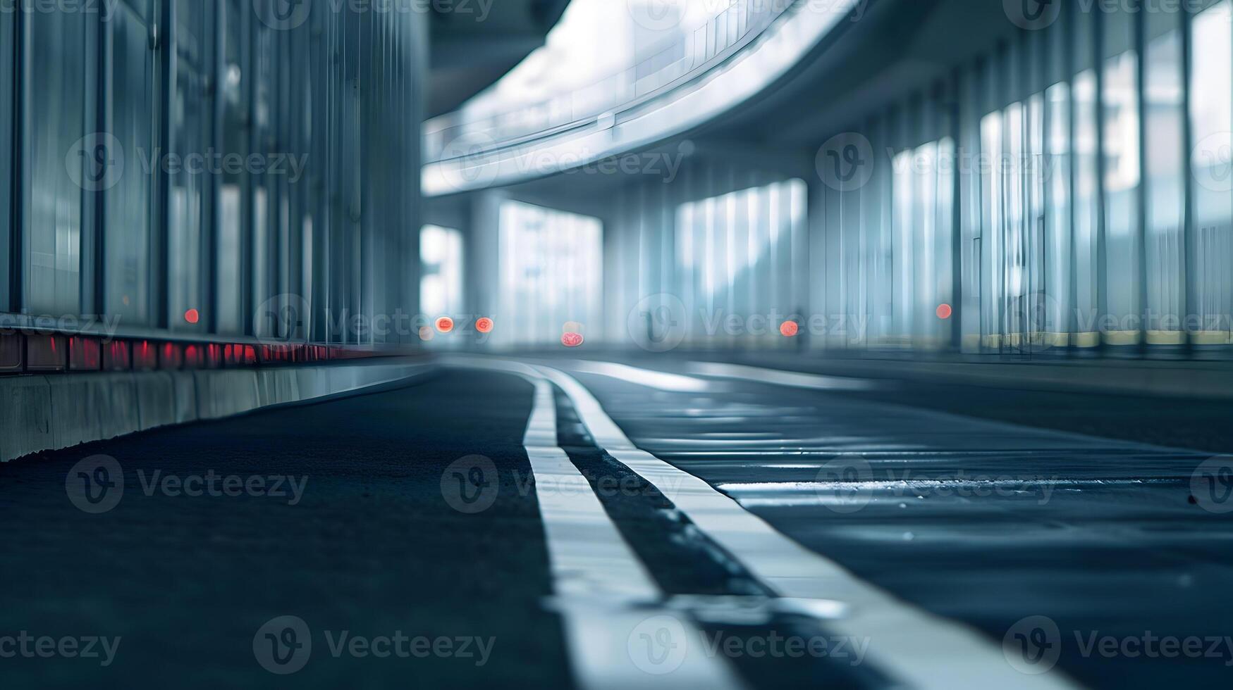 A long empty road with a white line on it photo