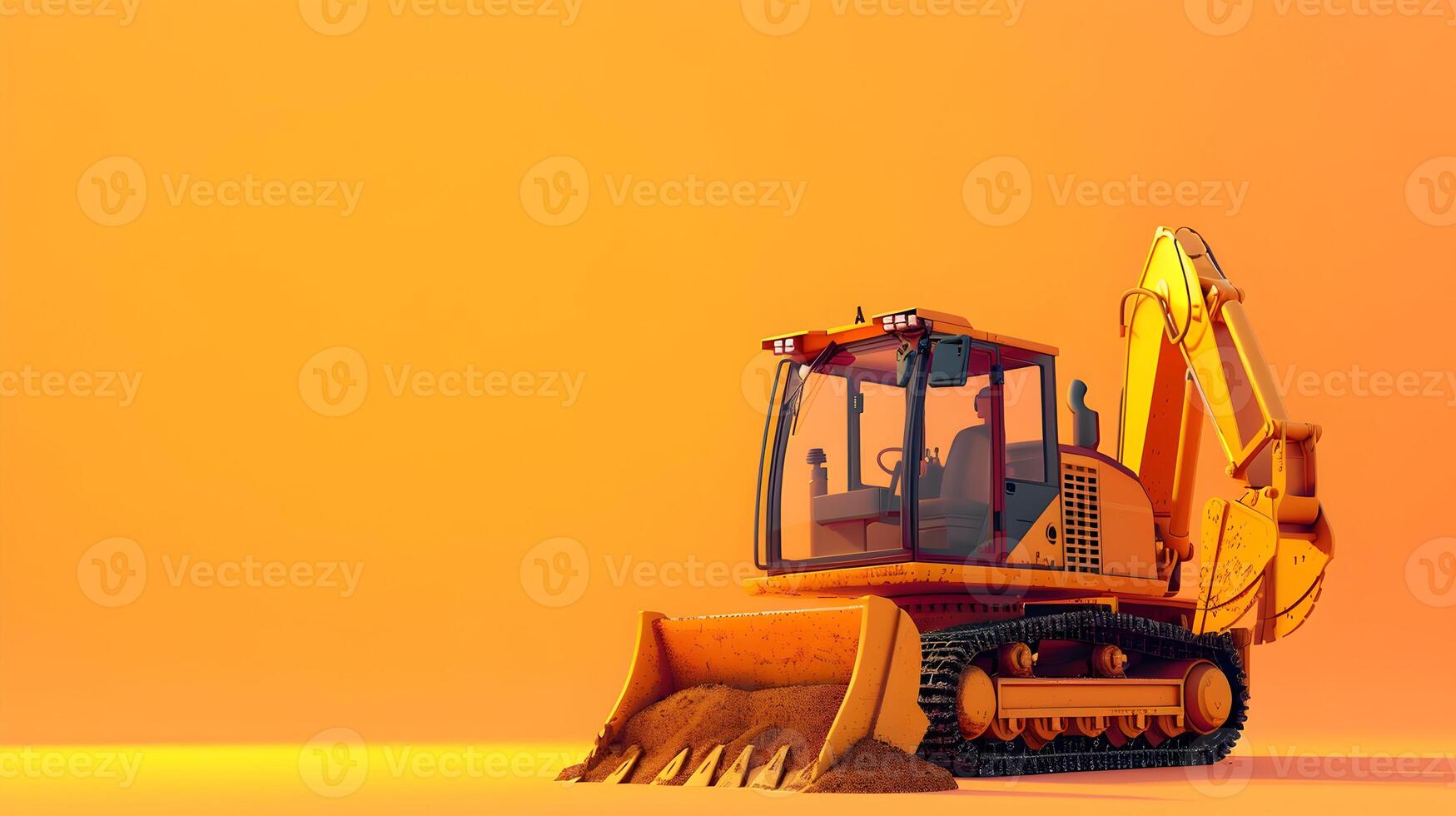 3d illustration of a construction machine on an orange background photo