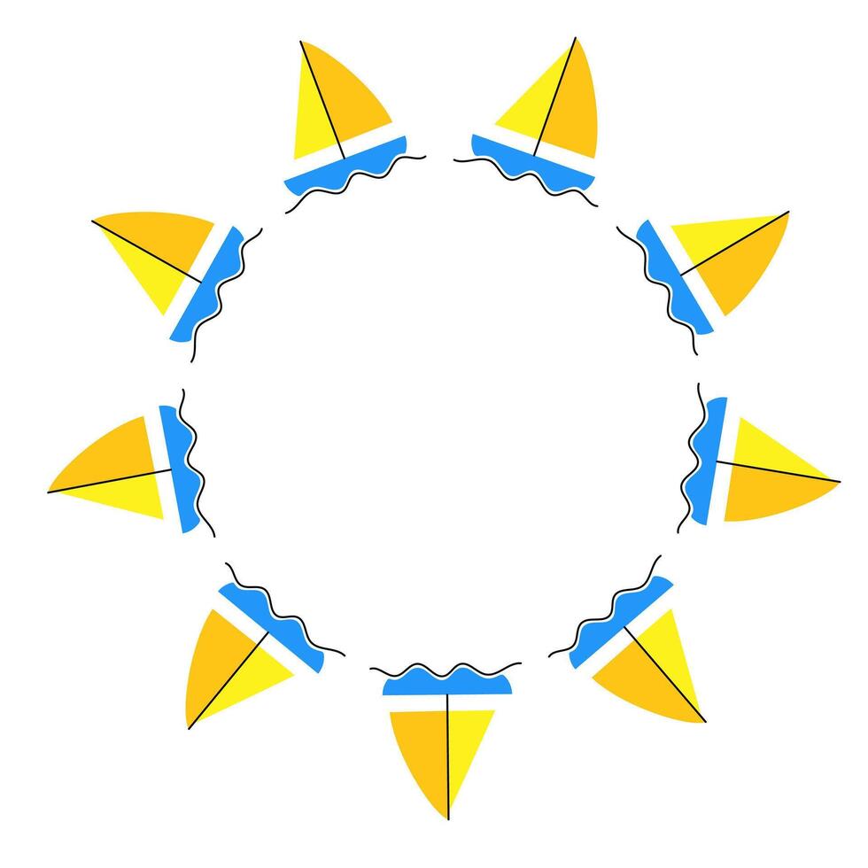 Circle with yacht and Summer vibe vector