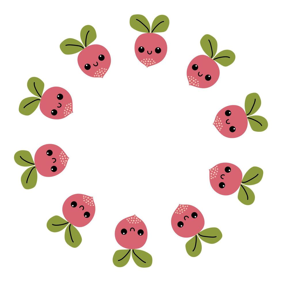 Beet round frame. Vegetable round frame. vector