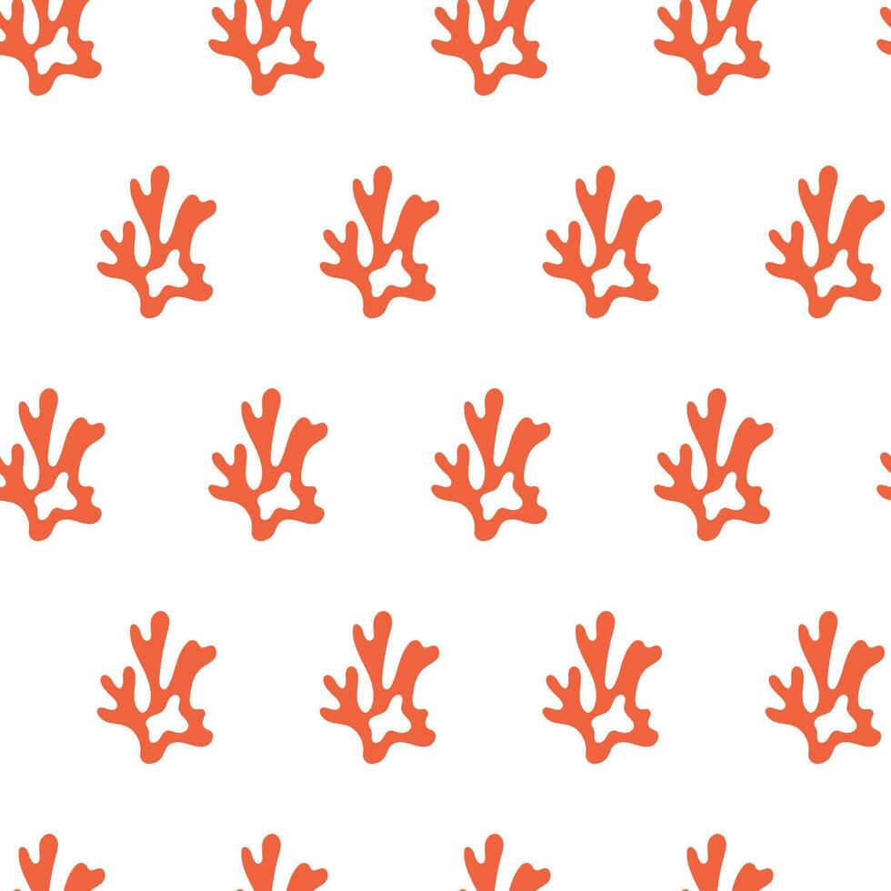 Seamless pattern with red corals. Ocean tropical coral. vector
