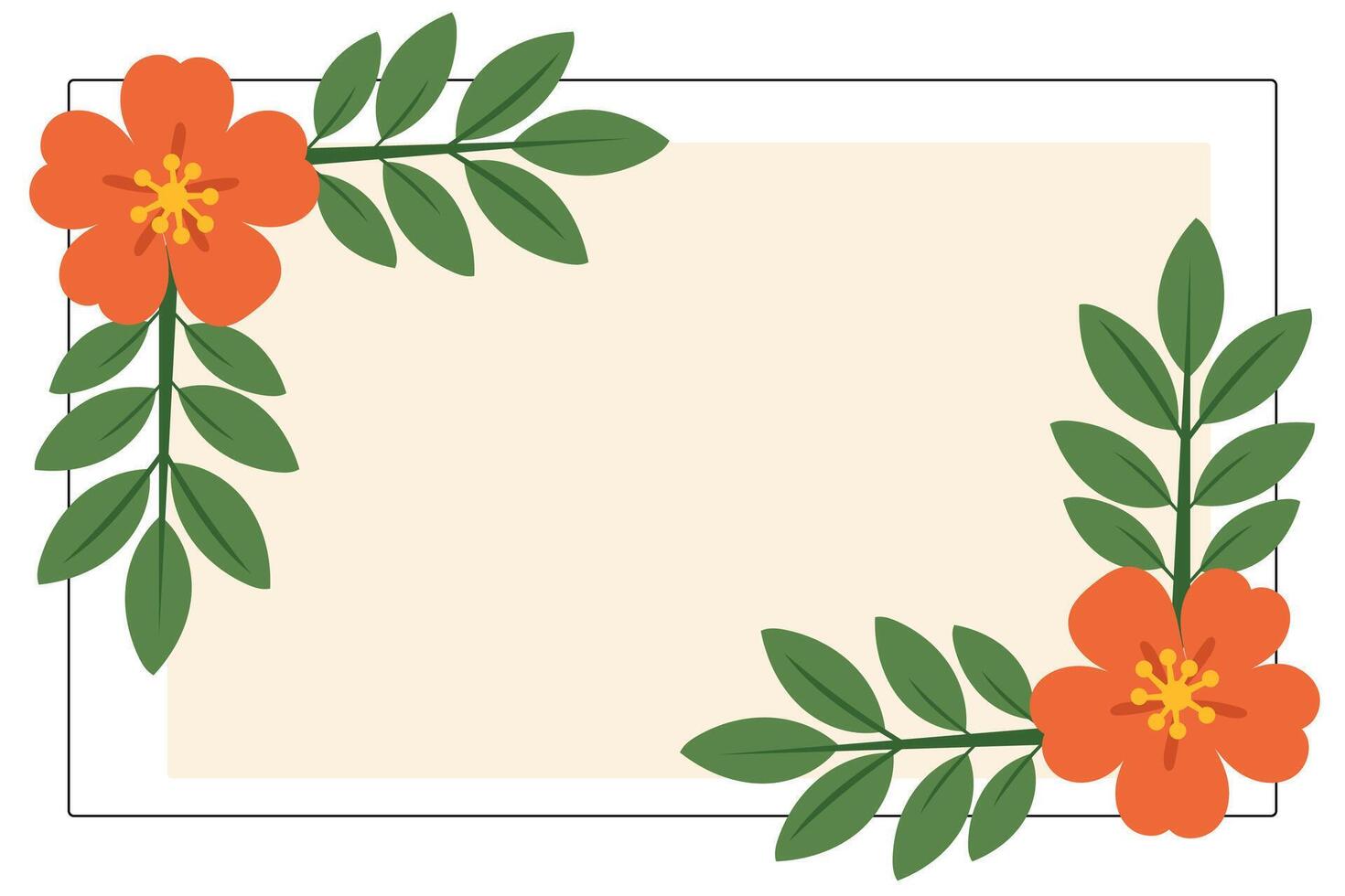 Floral Invitation Card with Green Leaves and Pastel Flowers, Elegant Botanical Design Template for Wedding, Baby Shower, Birthday or Garden Party Invitations vector