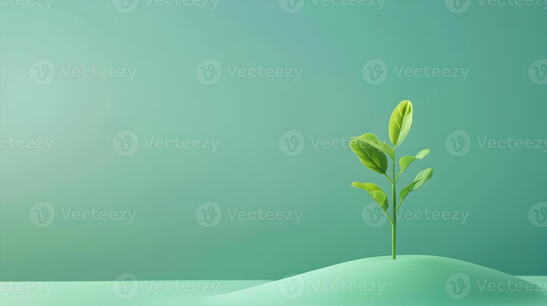 A small plant growing out of a mound of sand photo