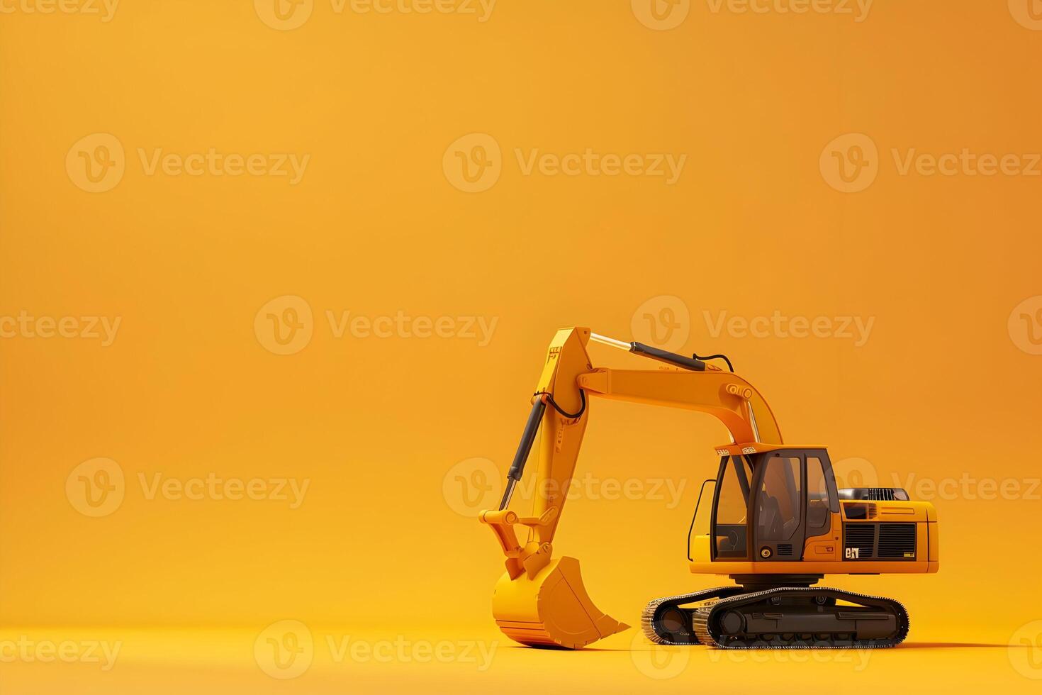 A yellow excavator on a yellow background photo