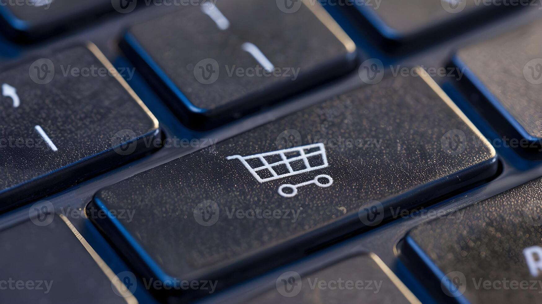 A close up of a shopping cart on a keyboard photo