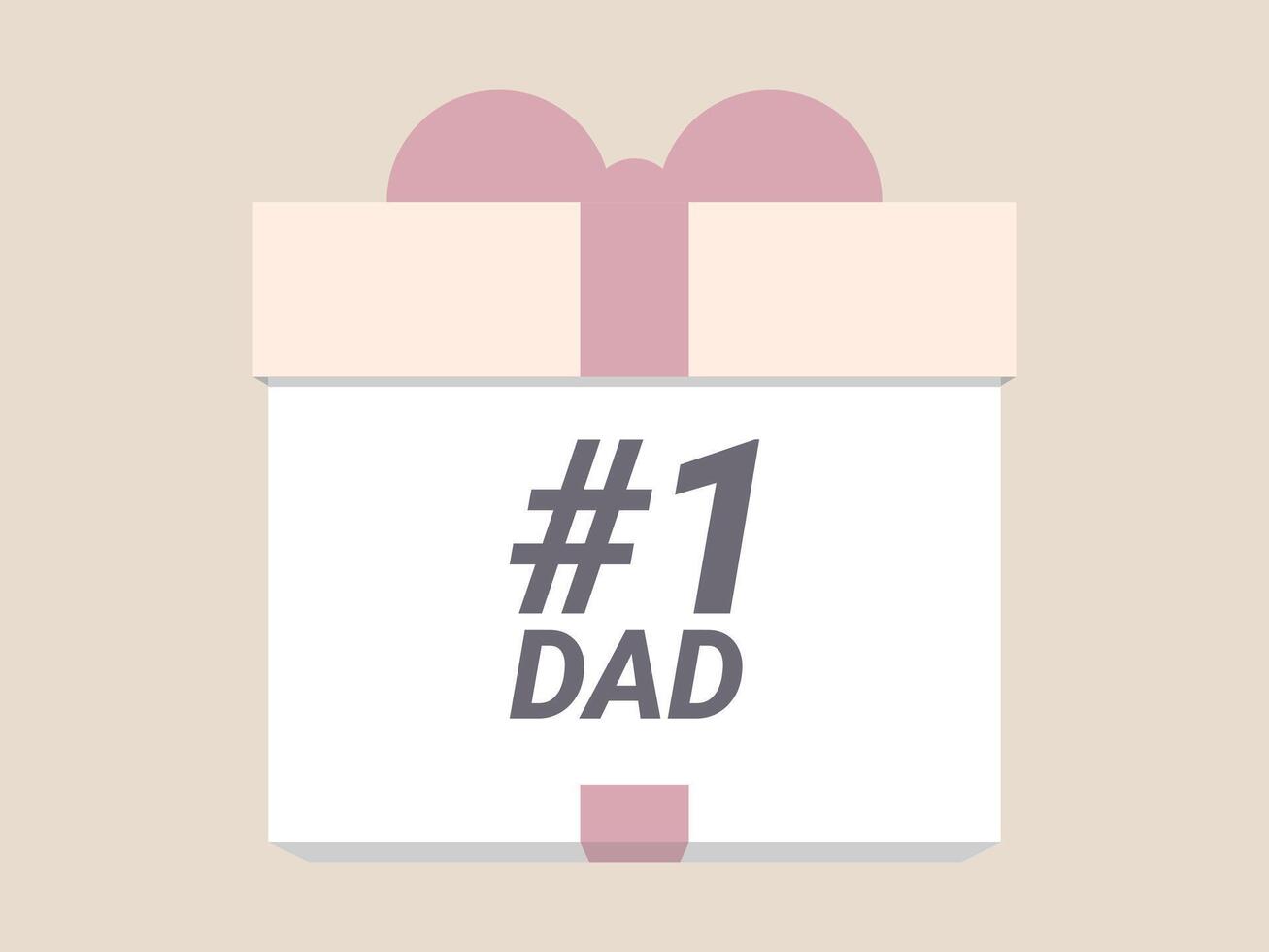 dad gift present box ribbon pink white celebration father appreciation flat design illustration love holiday surprise greeting card festive decorative cheerful happy message wrapping paper bow vector