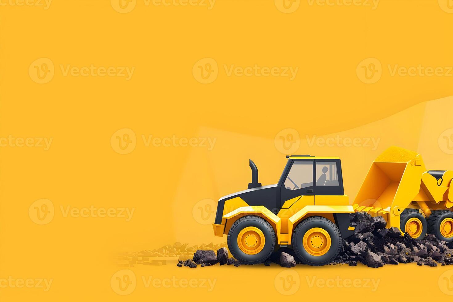 A yellow construction vehicle is parked on a yellow background photo