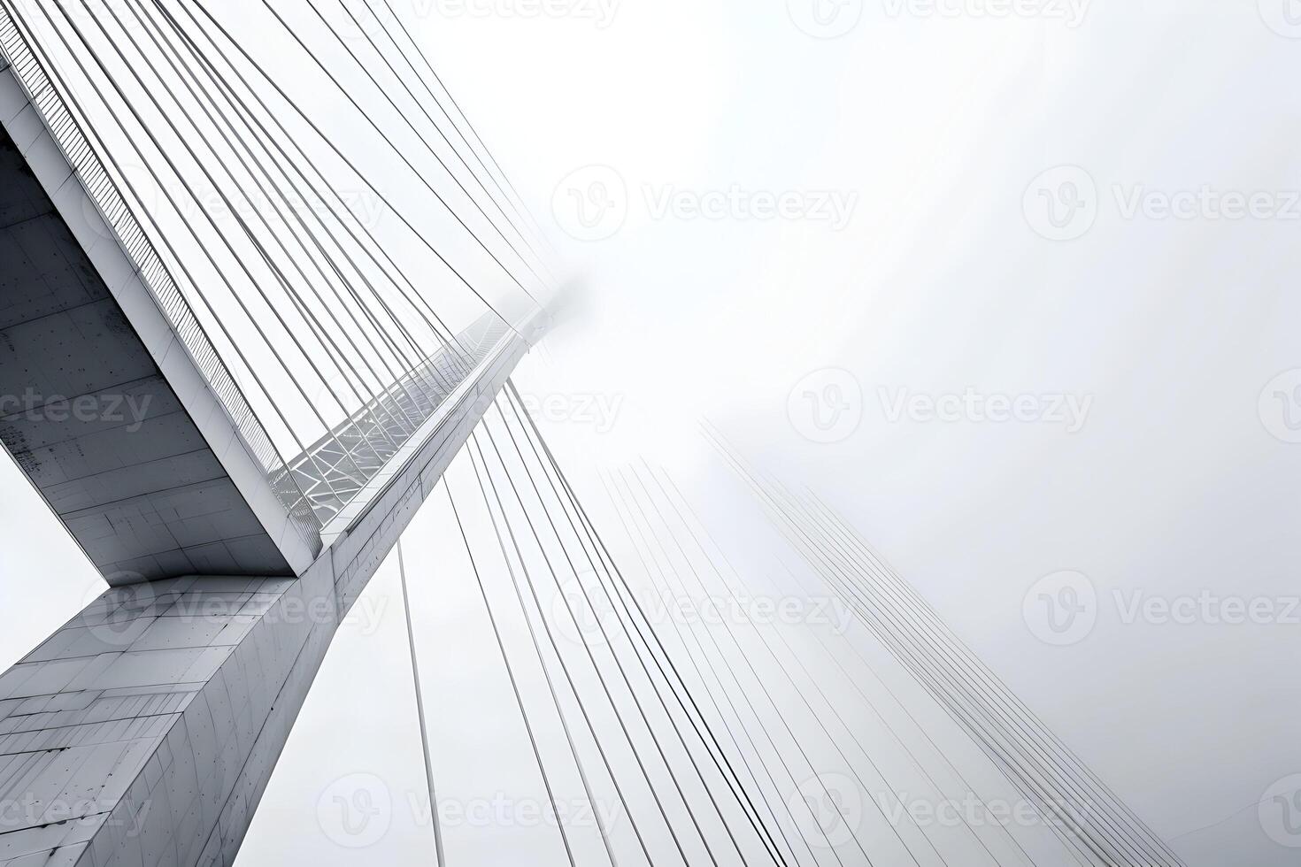 A bridge in the fog with a white background photo