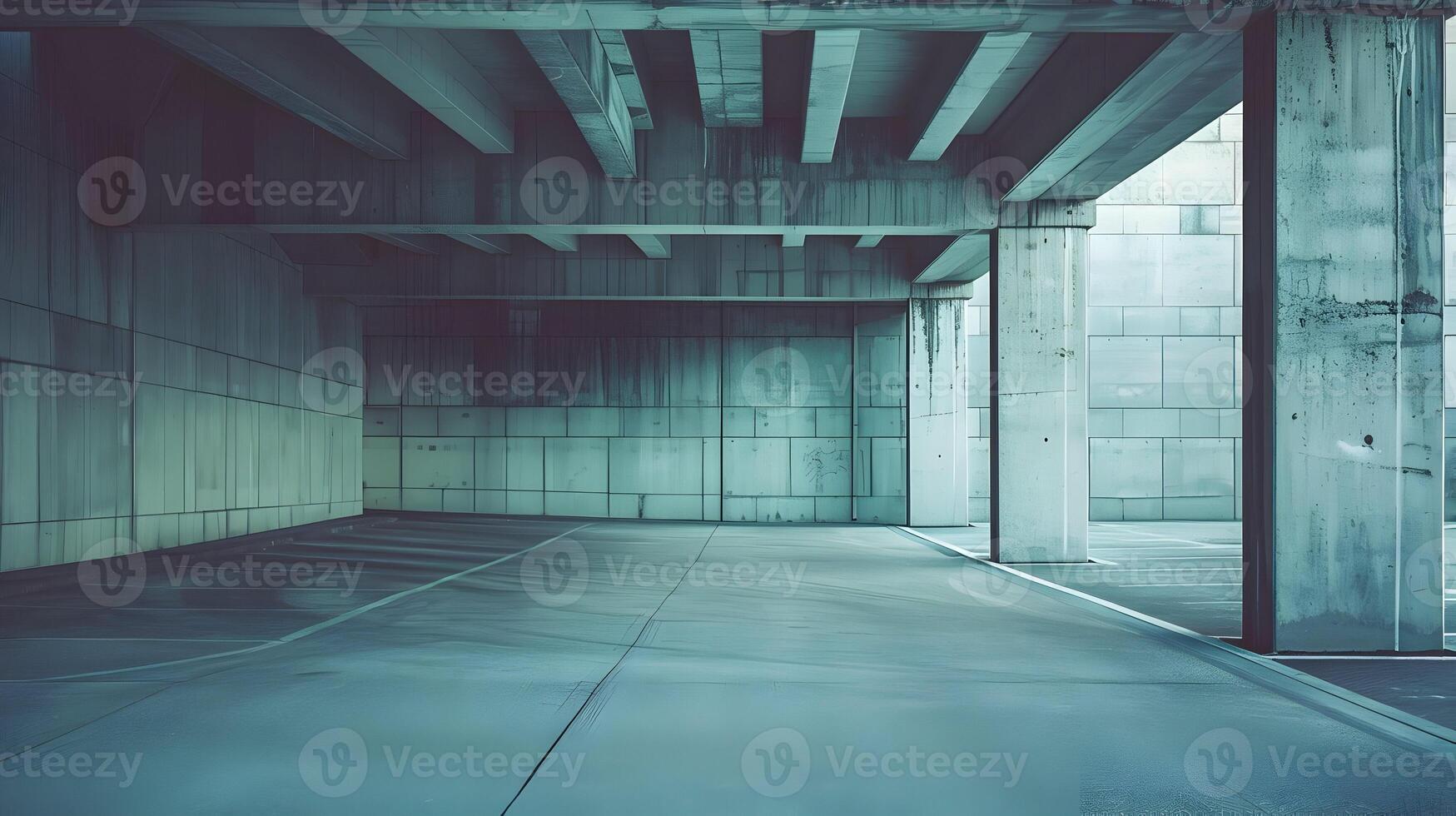 An empty concrete building with a large ceiling photo
