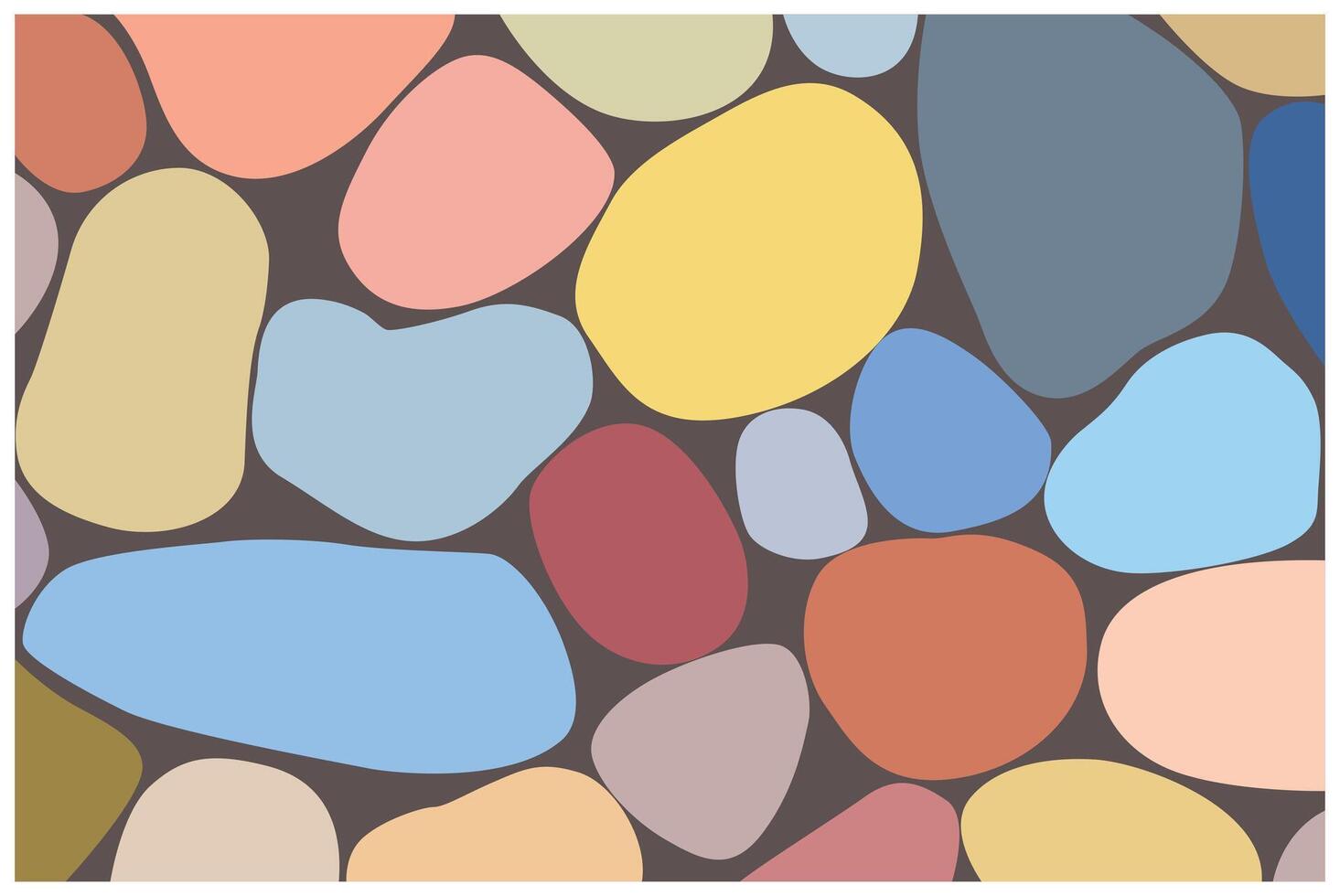 A colorful pebble stones mosaic on a brown surface, illustration style for background design. vector
