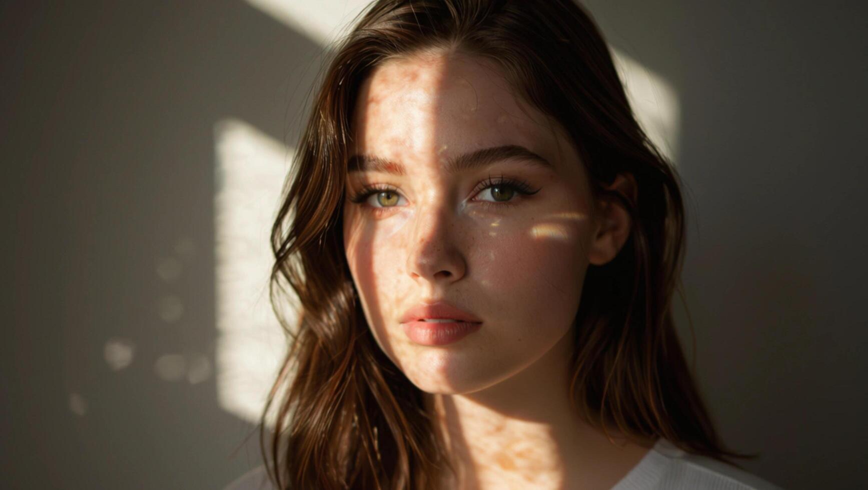 Portrait of a Young Woman Bathed in Golden Sunlight photo