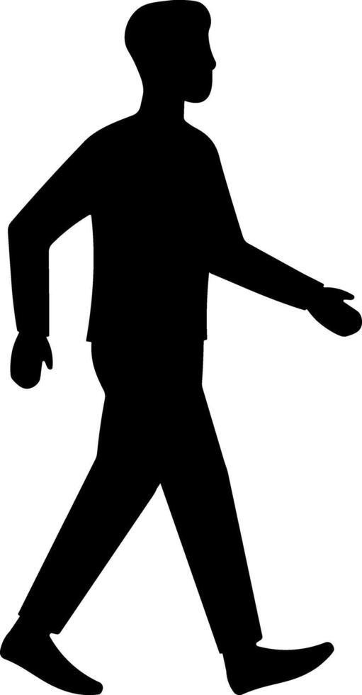 Minimal black silhouette icon of a walking man. Clean and simple design, isolated on transparent background. Perfect for apps, signs, infographics, and wayfinding systems. vector