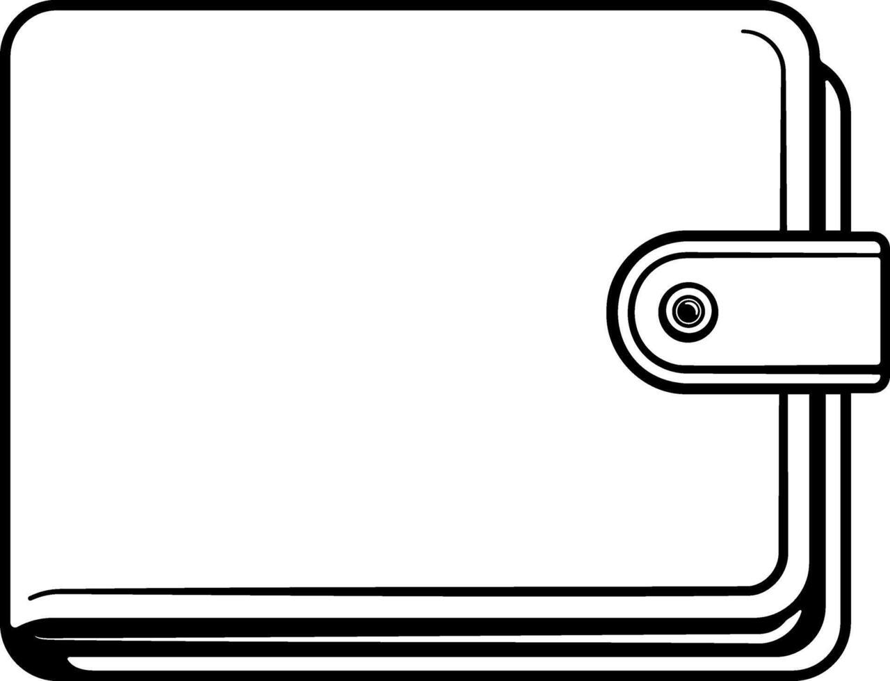 Black icon of a wallet or purse with a clasp, isolated on transparent background. Minimalist financial symbol. vector