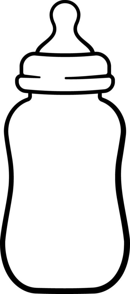 Simple black icon of baby bottle with nipple isolated on transparent background vector