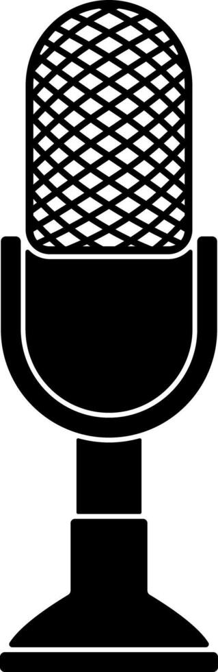 Minimalistic black and white line icon of a podcast microphone, ideal for streaming platforms, radio shows, and audio content branding. Transparent background. vector