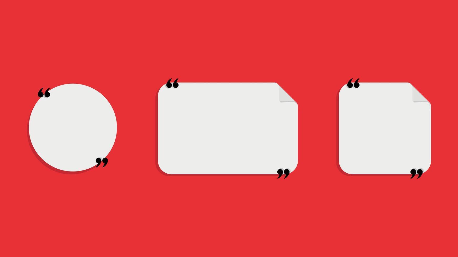 Set of round, square and rectangular empty speech bubbles with quotation marks. Flat style, isolated on transparent background. vector