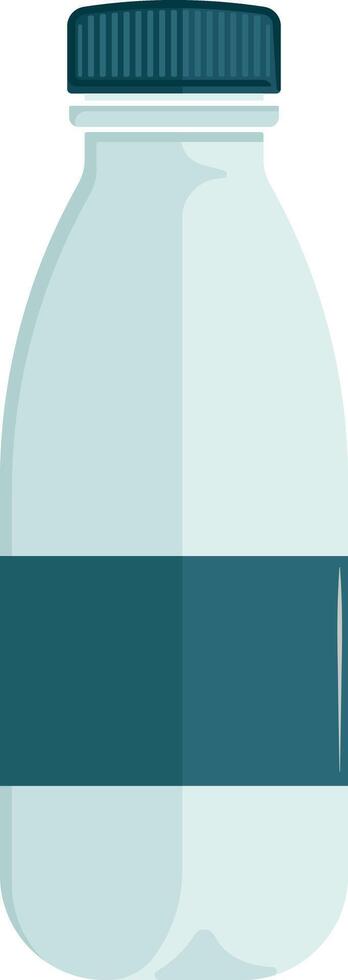 Simple color illustration of a milk bottle with blue label, isolated on white background. Minimalistic hand-drawn style, clean and modern design. vector