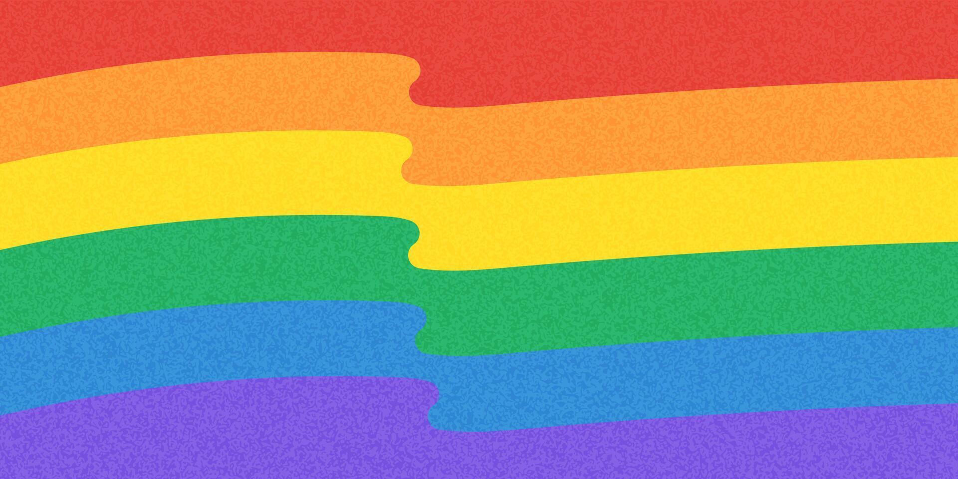 Pride month textured banner. Wavy rainbow colored background. LGBT banner vector
