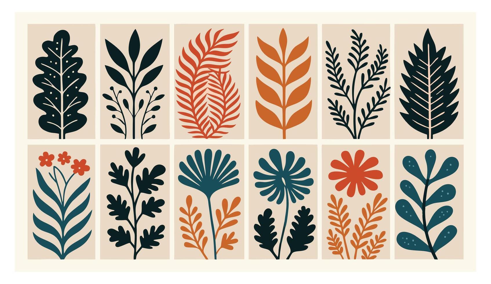 Set of contemporary aesthetic posters with floral and botanical elements, ideal for wall art, home decor, social media or web design vector
