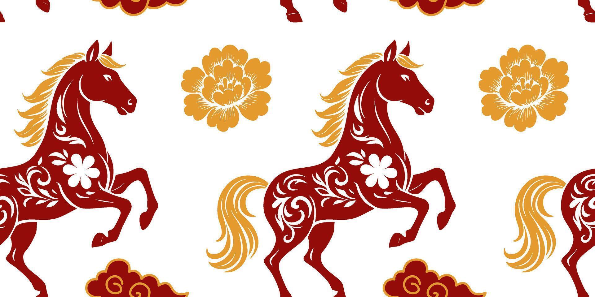 Seamless pattern. happy Chinese new year of the Horse 2026. wallpaper, wrapping paper. vector