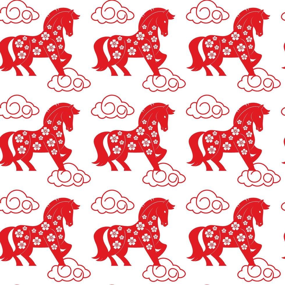 Seamless pattern, Happy Chinese New Year, year of the horse vector